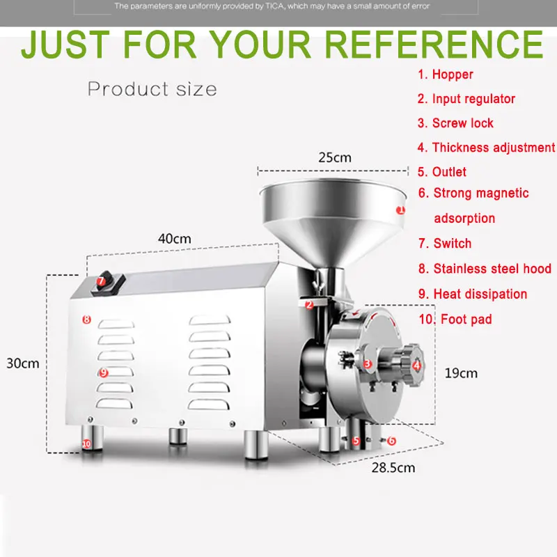 2200W Еда шлифовальная машина сухой зерна фасоли комбинированная пшеничной муки