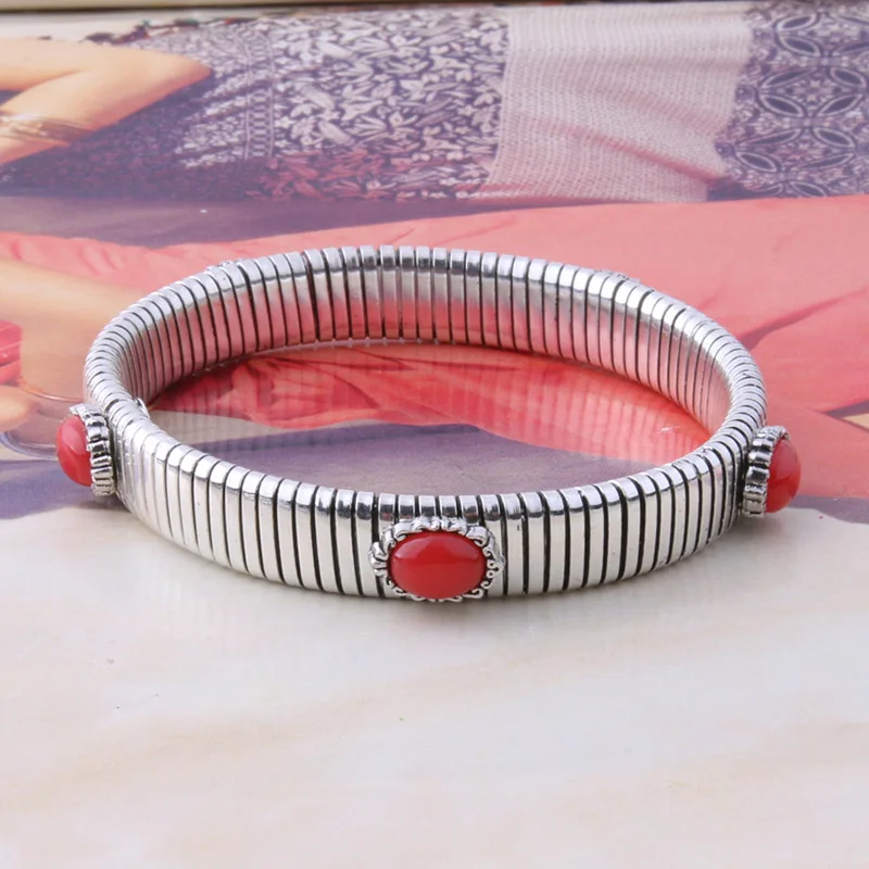 silver red NeeFuWoFu Золотое кольцо Эластичная сила медь натуральный камень кольца Богемия де Мадера Pulseira Estrela de Cinco эластичный - Цвет основного камня: silver red