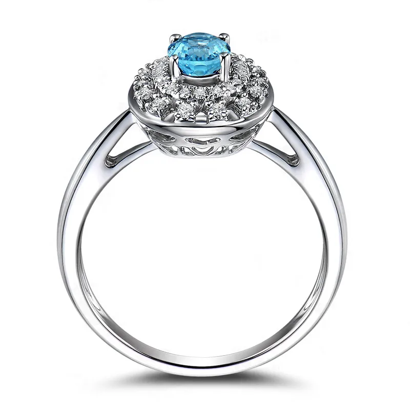 

QYI Luxury Oval Cut Natural Sky Blue Topaz Rings For Women Gemstone Jewelry 925 Sterling Silver Double Halo Engagement Ring