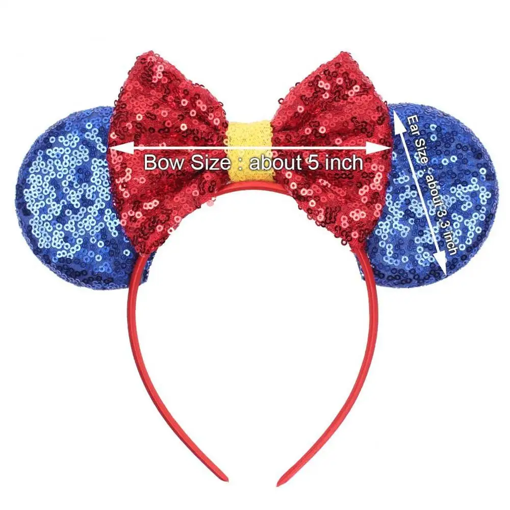 2020 New 3.3&quot Mouse Ears Headband Big Sequin Bow Snow Princess Hair Band For Girls Women DIY Accessories Headbands | Аксессуары для