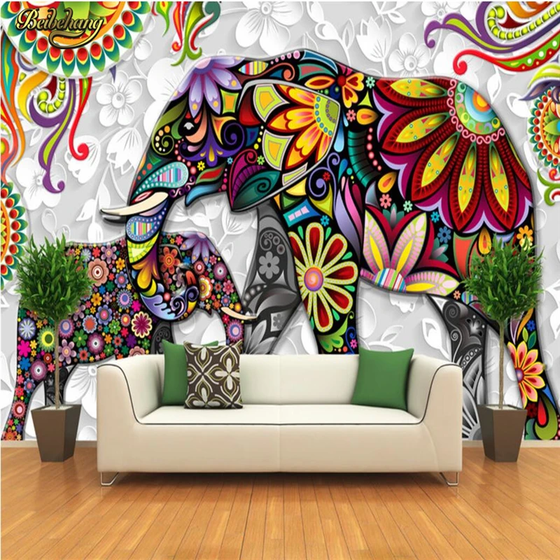 Beibehang пользовательский цвет слон большая роспись настенная бумага Гостиная