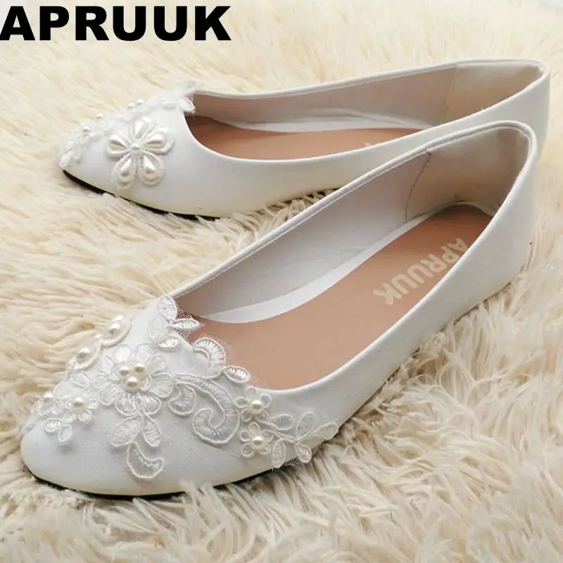 Рекламная акция! Кружевные жемчужные свадебные туфли для невесты милые ручной