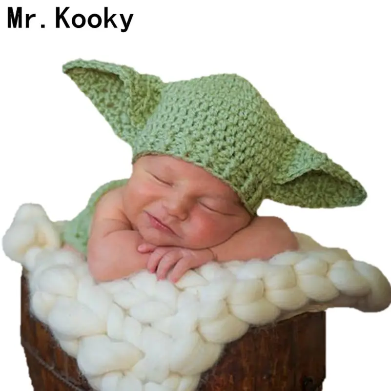 Mr. Kooky шапка уши Йоды Новорожденный ребенок рука крючком Девочка Мальчик шапочки