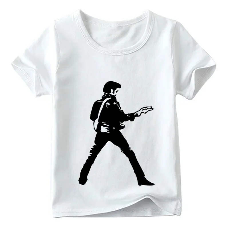 2019 детская футболка Elvis Presley King of Rock принт для мальчиков и девочек летние белые