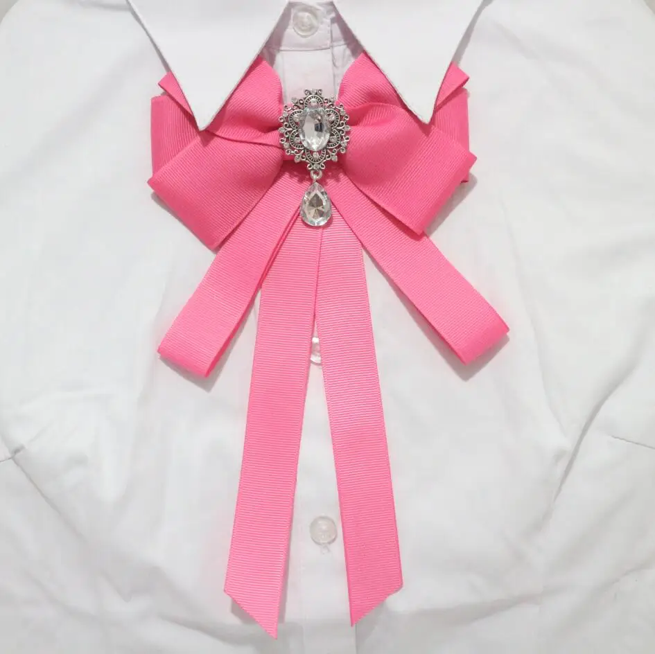hot pink 14 цветов большой ручной работы твердые ткани имитация жемчуга для рубашки булавка шеи галстук-бабочка, Бант одежда аксессуары ювелирные изделия - Окраска металла: hot pink