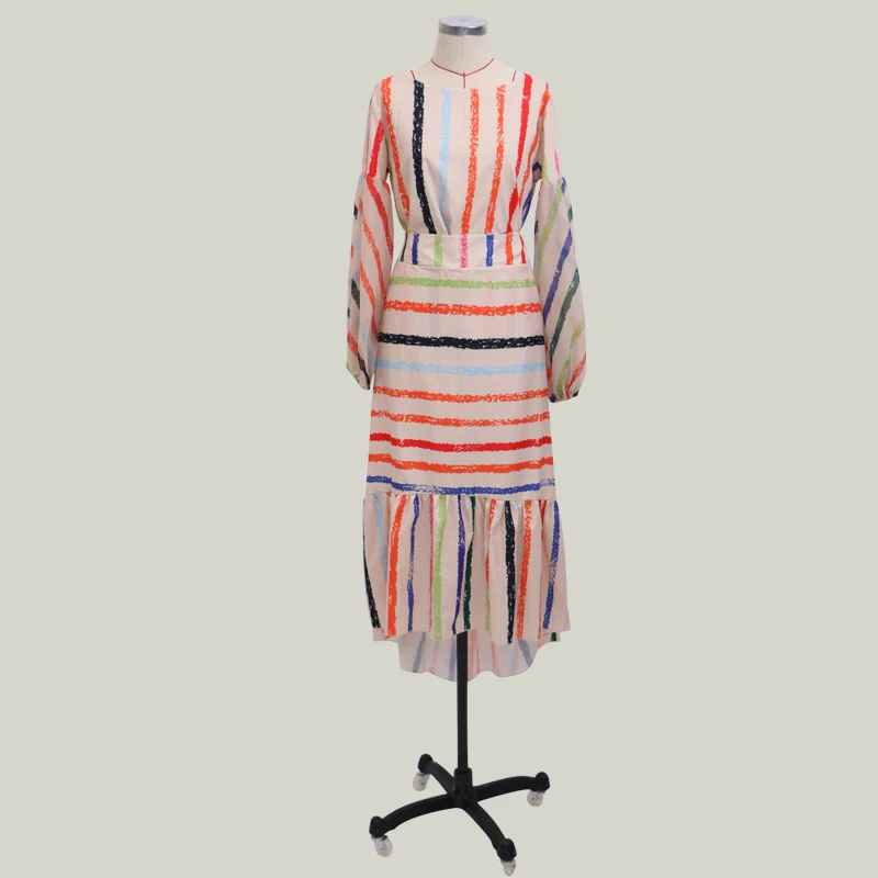 Осенняя женская блузка в полоску с рукавом-фонариком двумя Женский комплект 2 шт.