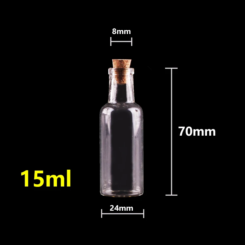 15ml 24 шт 12 мл 15 мл 25 мл 35 мл маленькие стеклянные бутылки с пробкой пробка пустые бутылки желаний для специй банки подарочные Ремесла флаконы - Цвет: 15ml
