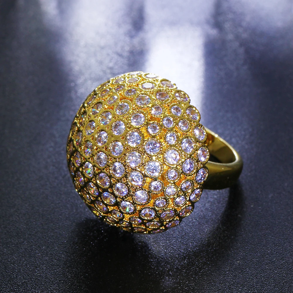 2021 новый золотой Цвет Циркон большое кольцо для женщины гриб дизайн прозрачный