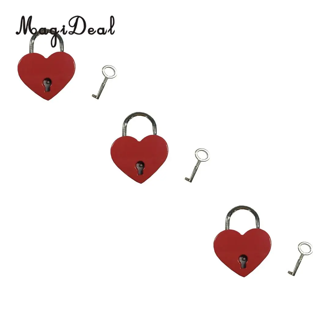 Мини-замок MagiDeal в форме сердца багажный чехол висячий замок с брелком для куры