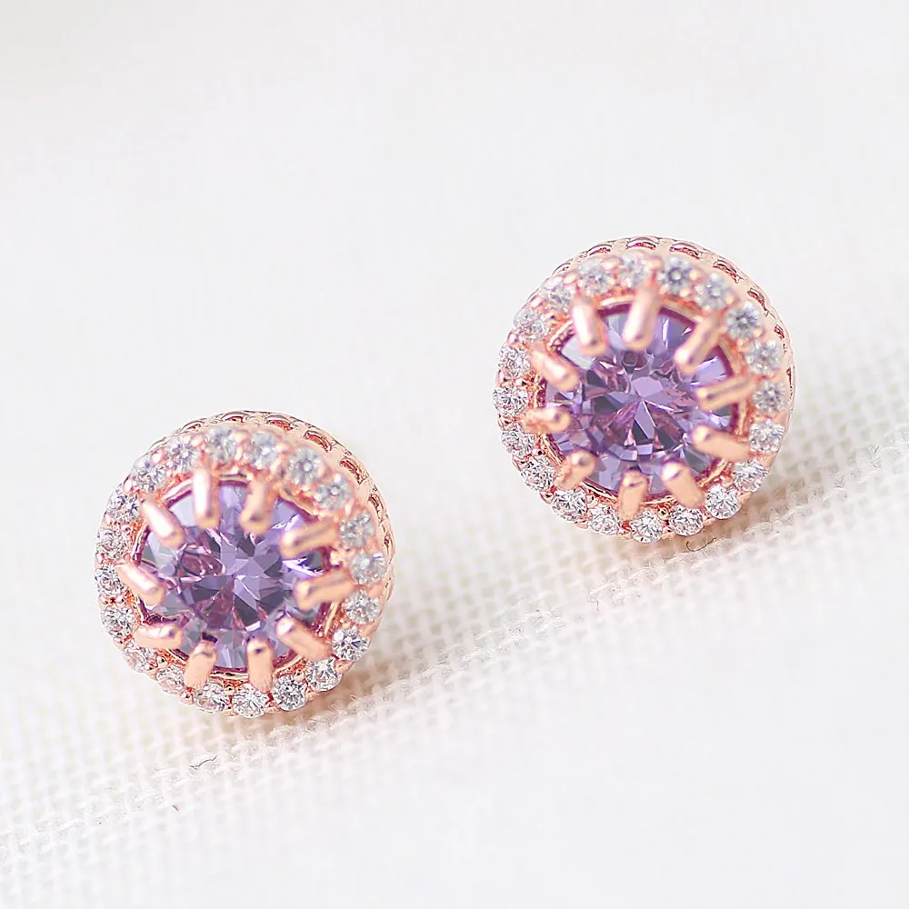 Новые модные серьги для свадьбы с розовыми золотыми круглыми звездами вокруг