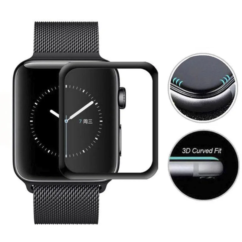 3D Покрытие полностью проклеенное закаленное стекло для Apple Watch 40 мм 44 мм серия 4 защитная пленка для экрана для Apple Watch 1 2 3 38 мм 42 мм стекло