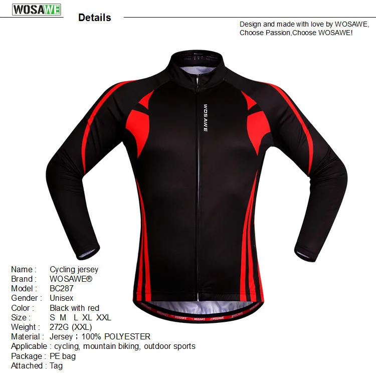 WOSAWE Мужская велосипедная Джерси DH MTB велосипедная гоночная футболка с длинными рукавами Топы дышащая быстросохнущая велосипедная куртка одежда спортивная одежда
