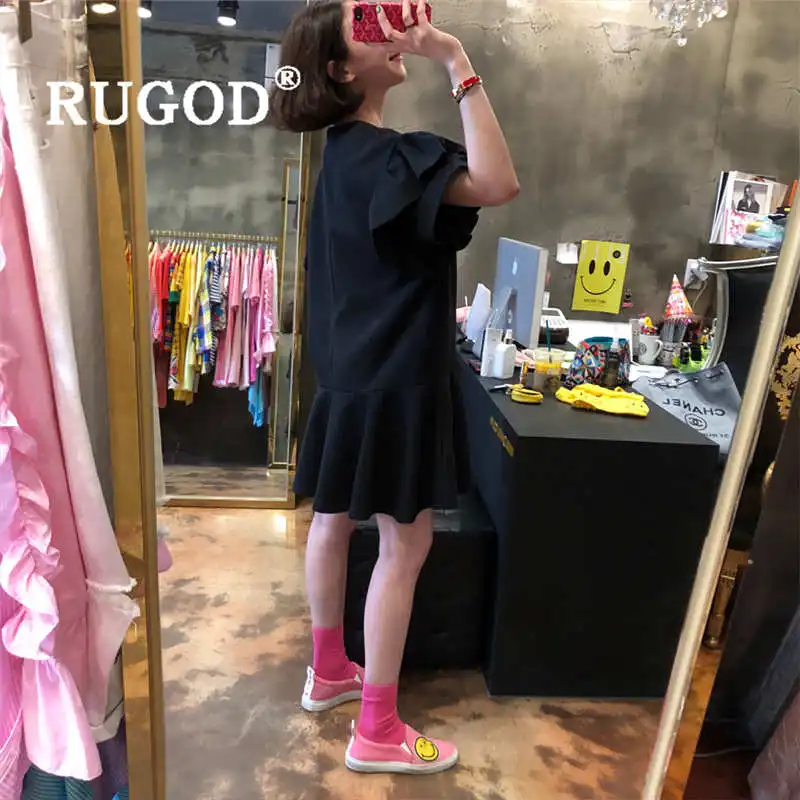 Женское свободное платье RUGOD летнее с круглым вырезом и принтом динозавра