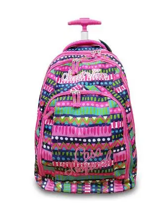 Рюкзак для девочек на колесиках, школьный чемодан на колесиках