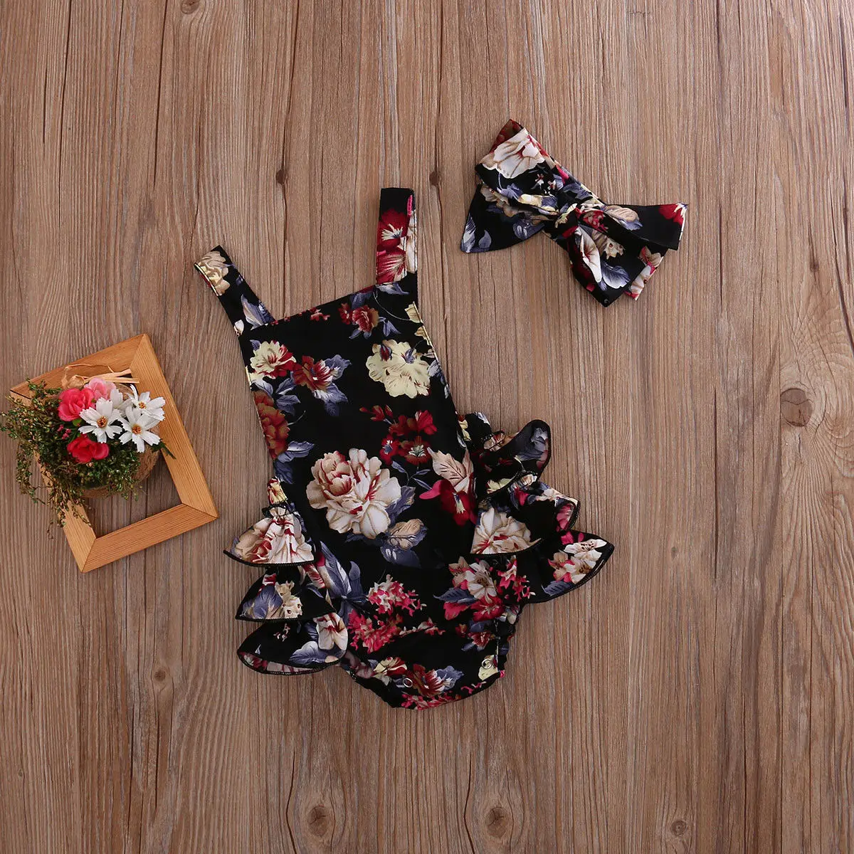 Новое поступление боди с цветочным принтом Летний комбинезон для новорожденных