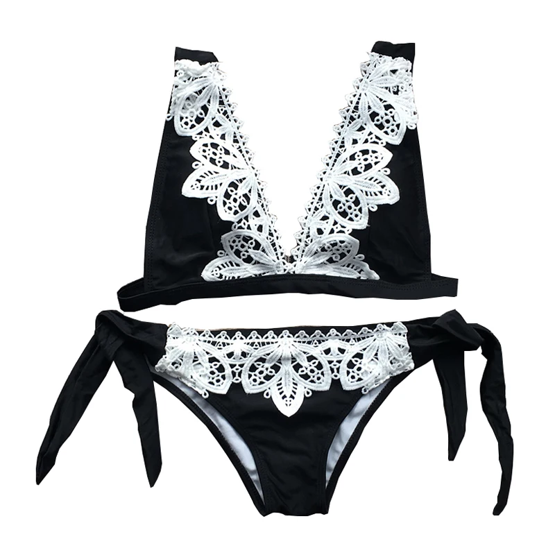 2019 Новый женский комплект бикини сексуальный черный и белый купальные костюмы