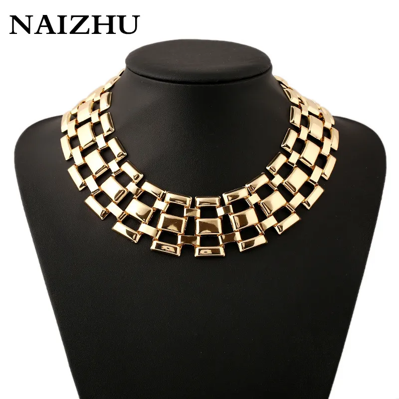 Горячая Распродажа 2017 сплав большой Короткий Металлический массивное ожерелье в