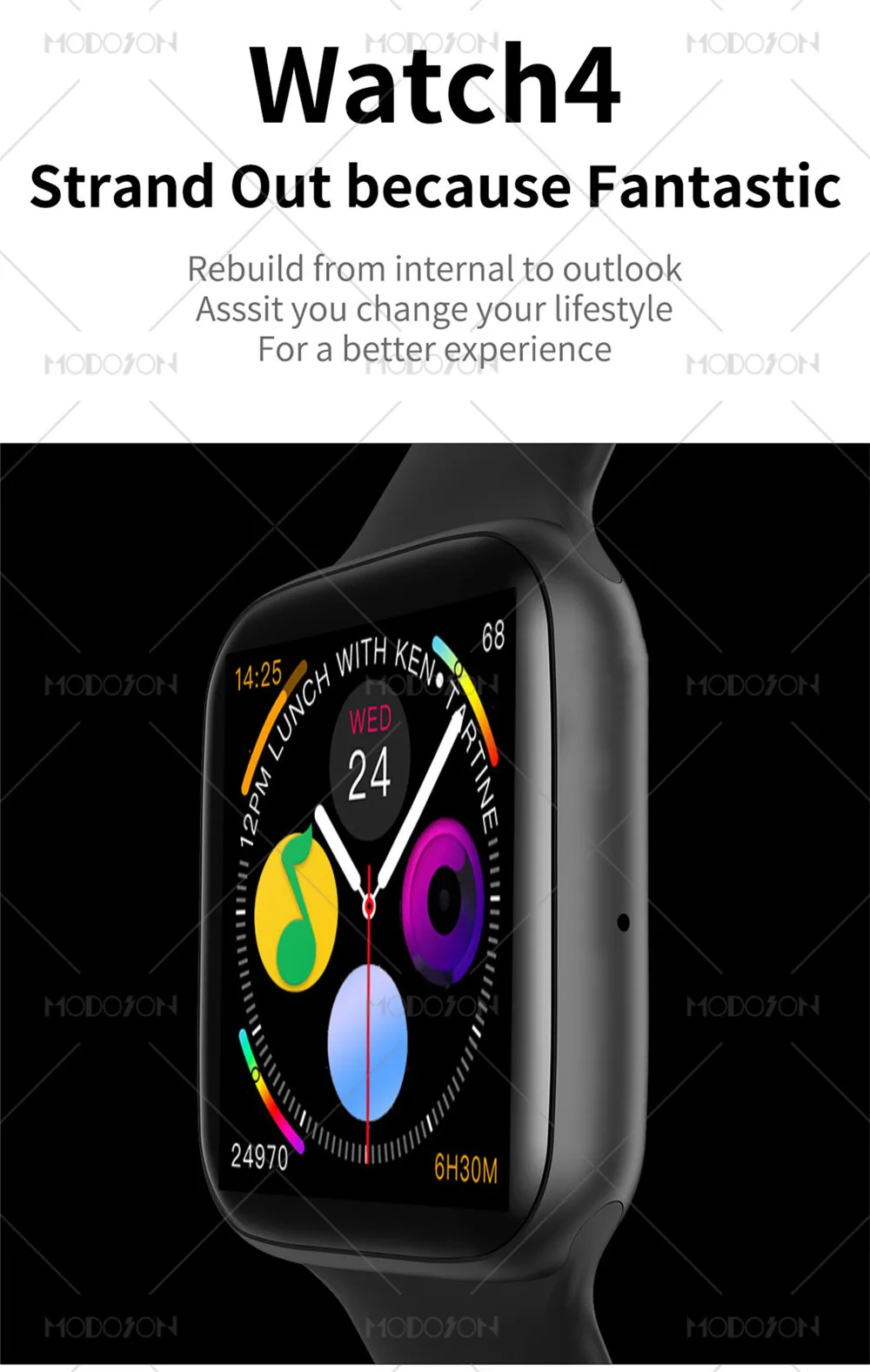 MODOSON Смарт Браслет для проверки сердечного ритма 10 серии 4 Smartwatch активность Фитнес трекер W34 PK IWO 8 9 для samsung huawei Xiaomi LG Apple iphone