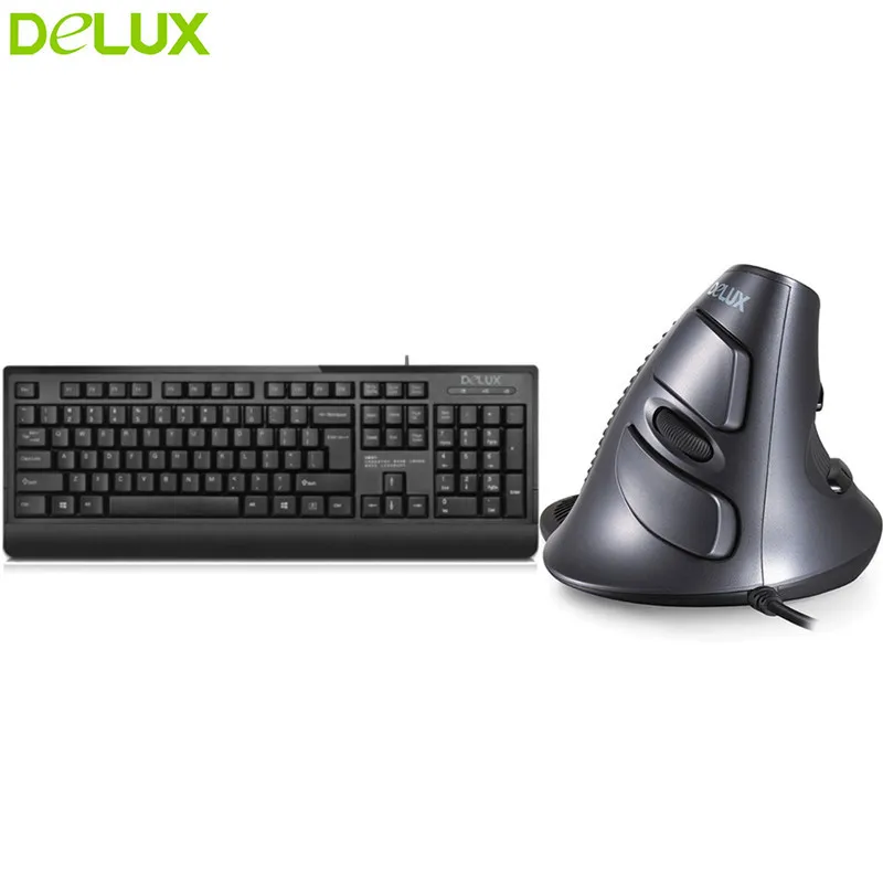 Вертикальная комбинированная мышь Delux K6010U + M618 проводная 4000DPI для правой руки 104