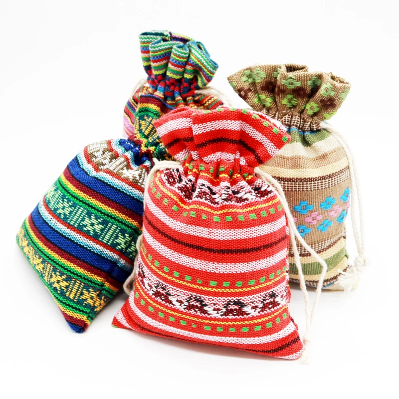 5pcs/lot Striped Design Cotton Bags 10x14 13x18cm Small Drawstring Gift Bag Muslin Pouch Jewelry Boutique Gifts Packaging | Украшения и