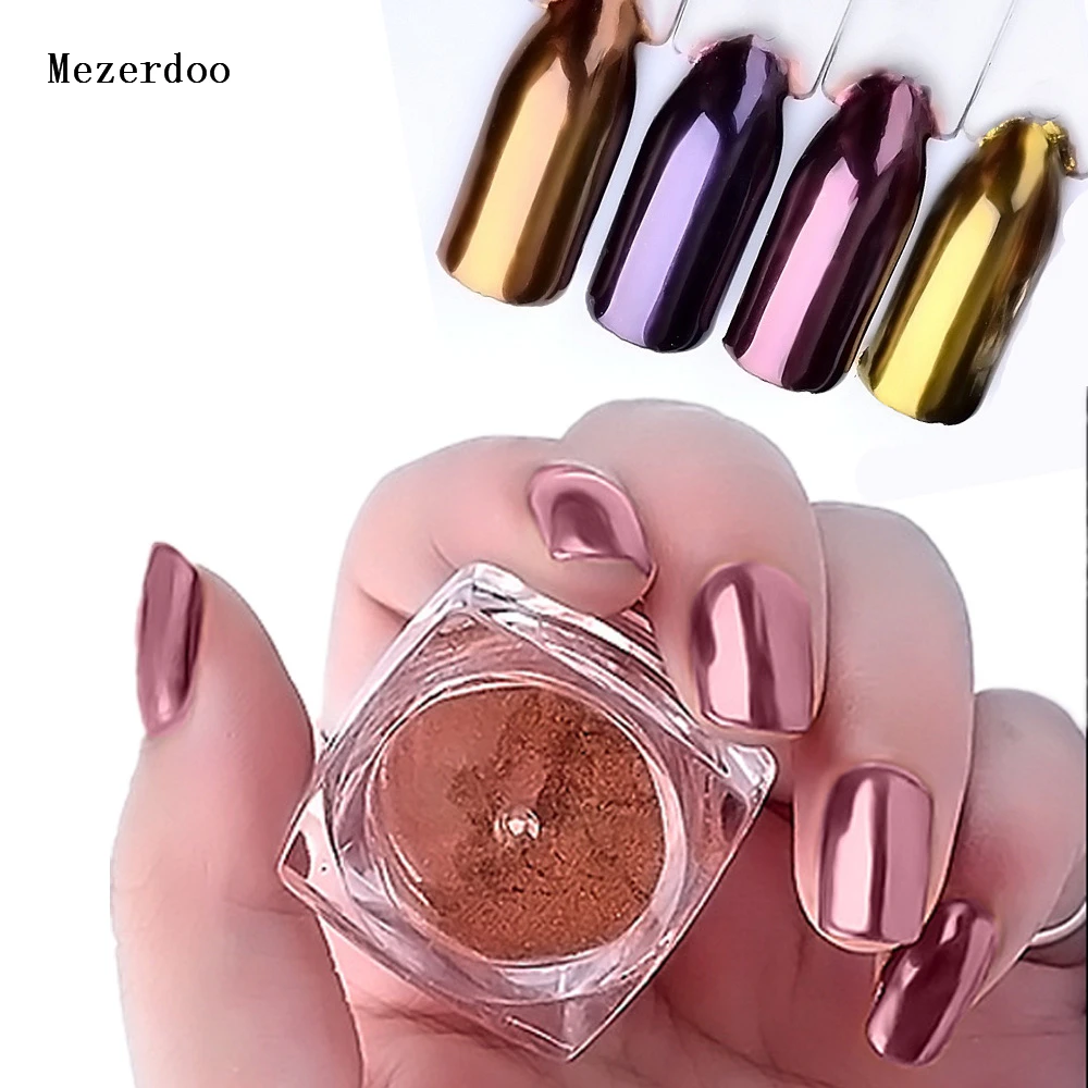 2g/box Nail Glitter Mirror Chrome Powder Rose Gold Purple Dust Shiny Magic Effect Nails Art Pigment Polishing Decorations|Блестки для