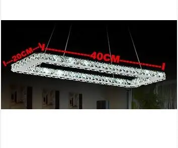 L40X20CM Роскошная Серебряная квадратная Хрустальная светодиодный люстра K9 хрустальный светодиодный светильник/светильник современный светодиодный светильник - Цвет абажура: L40X20CM