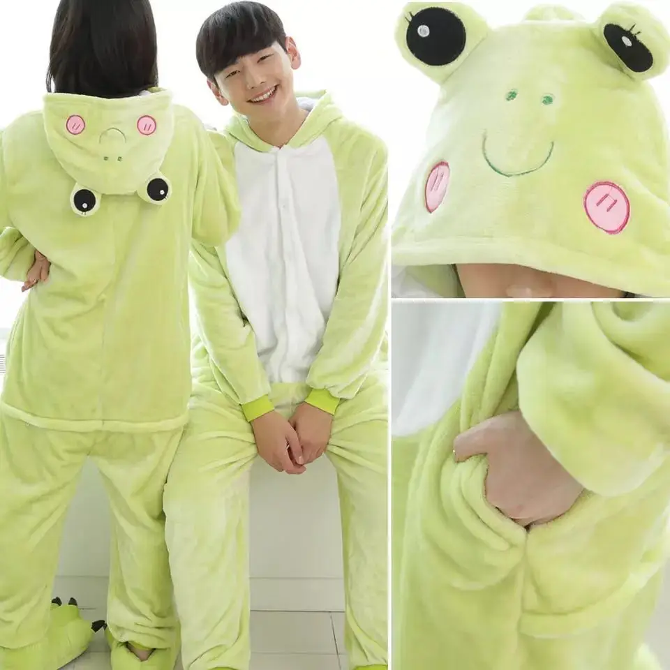 frog Хэллоуин Adulto аниме пижамные комплекты, одежда для сна с рисунком персонажей из мультфильмов, Для женщин пижамы фланелевые пижамы с рисунками животных для детей, панда» и «Единорог», толстовка с длинными рукавами; сезон зима - Цвет: frog