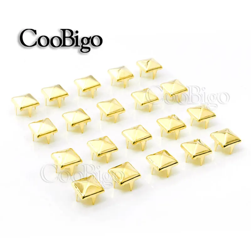 Golden 100 шт 8 мм пирамиды штифты, Заклепки Шипы гвоздики панк-рок кожевенное ремесло DIY Браслеты одежда сумки обувь ремень аксессуары для одежды - Цвет: Golden