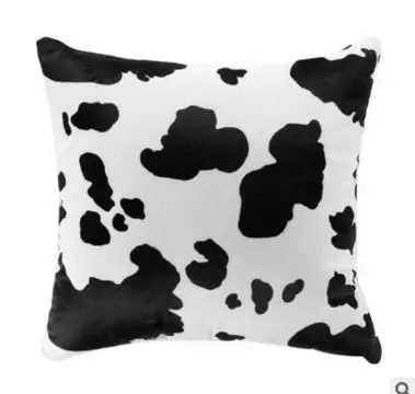 black white milk cow pattern cushion cover velvet throw pillow case lumbar backrest home decor | Дом и сад