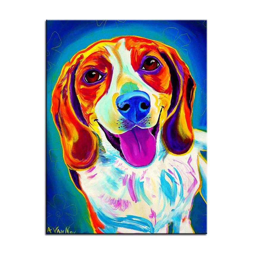 Большой размер картина маслом настенная живопись beagle lucy домашнее декоративное