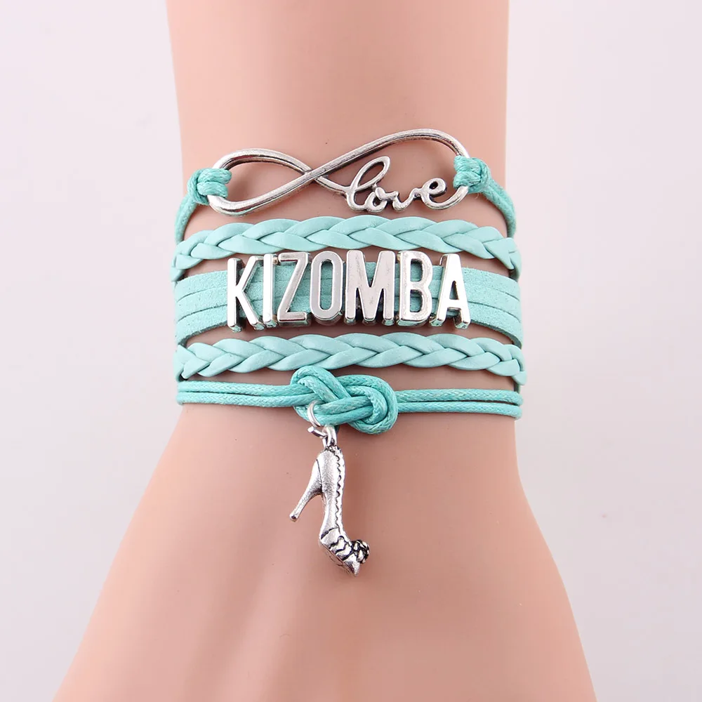 Браслет Infinity love Kizomba на высоком каблуке; Танцевальная обувь; очаровательные браслеты и браслеты для женщин и мужчин; Кожаные плетеные замшевые украшения - Окраска металла: 3296b
