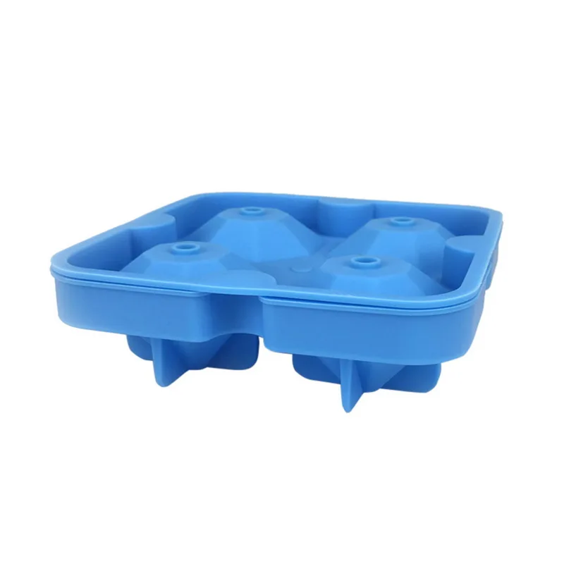 blue 4 ячейки алмазные ледяные шарики формы для крема формы шоколада для вечерние силиконовые ледяные кубики лоток шарик виски производитель - Цвет: blue