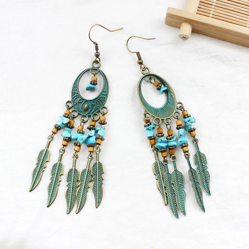 Подвеска с имитацией бронзы овальная подвеска синяя цепочка камнем