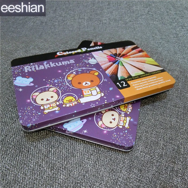Eeshian Высокого Качества Мультфильм 12 Цвета водорастворимый акварель карандаши
