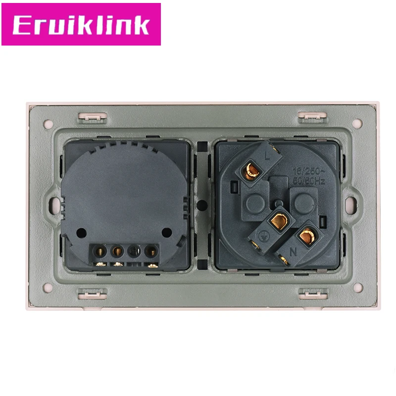 Eruiklink AC220 ~ 250 В белый кристалл стеклянная панель настенный выключатель света 16A