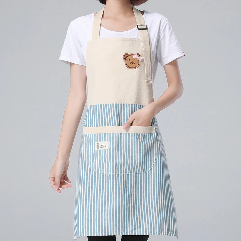 Полосатый фартук SINSNAN для кухни регулируемый хлопковый Льняной Фартук шеф повара