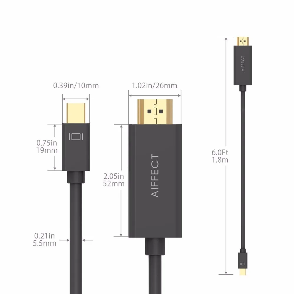 AIFFECT Thunderbolt к HDMI 1080P 4K 30Hz 1 8 m Мини адаптер DP кабель для Macbook Pro Air проектор камера ТВ| |