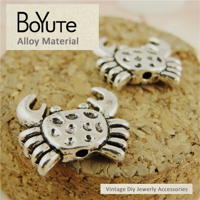 

BoYuTe (50 шт./лот) 13*15 мм Материалы из цинкового сплава античные посеребренные металлические бусины-крабы для ювелирных изделий своими руками