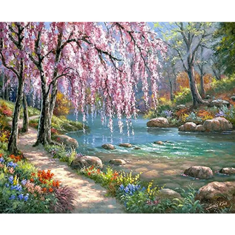 Landscape Framed Pictures DIY Painting By Numbers Wall Art Acrylic Painting On Canvas Drop Shipping For Wedding Decor GX25867 - Цвет: GX7664