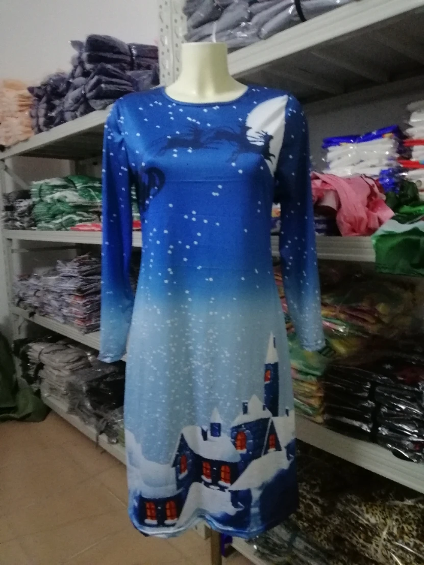 Рождественское платье с принтом Vestidos, женские зимние вечерние платья с длинным рукавом, короткое прямое мини-платье, новогоднее платье SJ1047F