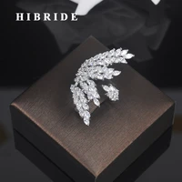 hibride beauty leaf shape clear cubic zirconia white gold color women open adjustable finger ring anillos for party show r 197