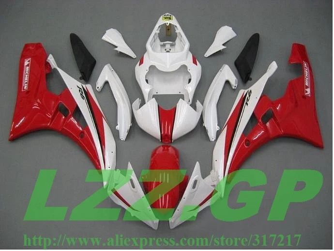 

Injection Red white R6 fairing kit for Yamaha YZF-R6 06-07 YZF R6 06 07 # A4P6 YZF 600 R6 2006 2007 fairing sets bodywork