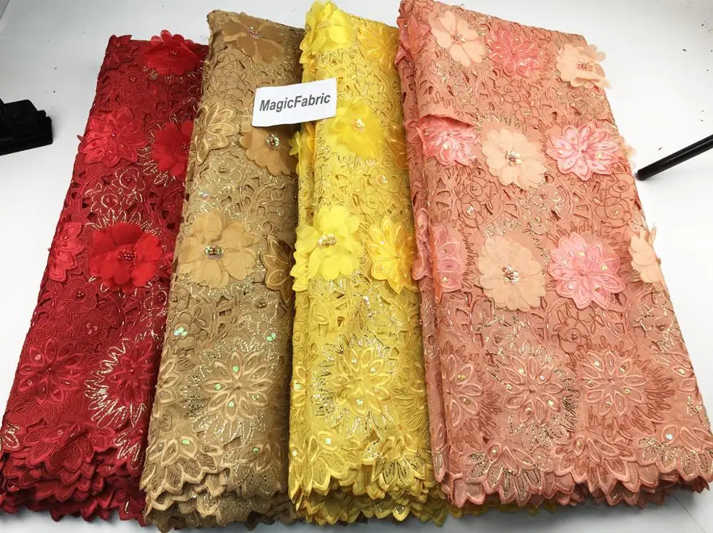 

Beautiful African french sequins lace fabric 2019 high quality embroidered beaded stones double organza fabric OP11
