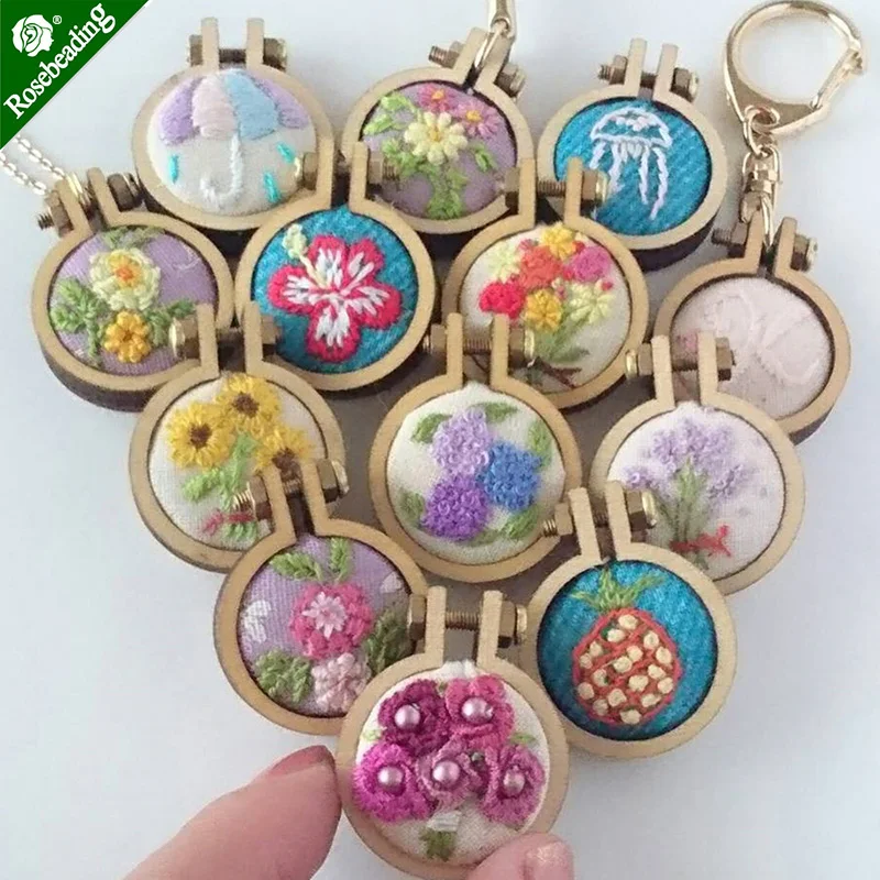 Мини подвеска в форме крестика Маленькая кольцо для вышивки Деревянные Подвески