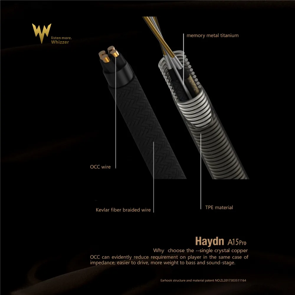Наушники Whizzer A15 Pro HiFi Bass металлические наушники вкладыши динамические Hi res с