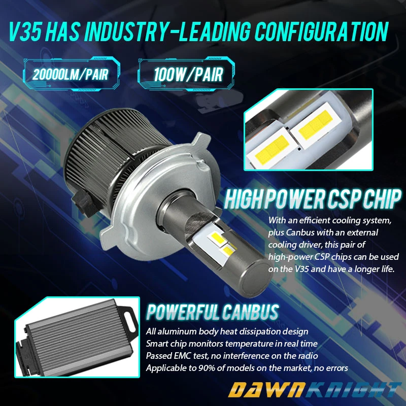 V35 H7 Led Canbus H1 H4 H8 H11 9005HB3 9006HB4 светодиодные лампы 100 Вт 20000LM 6500K CSP светодиодная лампа