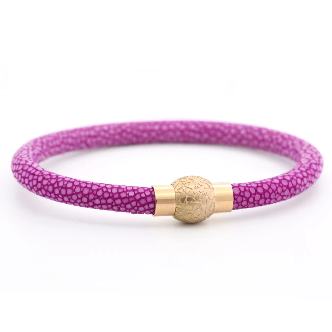 Luxury Stingray Bracelet Charm Men Women 6mm Dia Thailand Pearl Fish Skin Stainless Steel Gold Clasps Genuine Leather Bracelets | Украшения