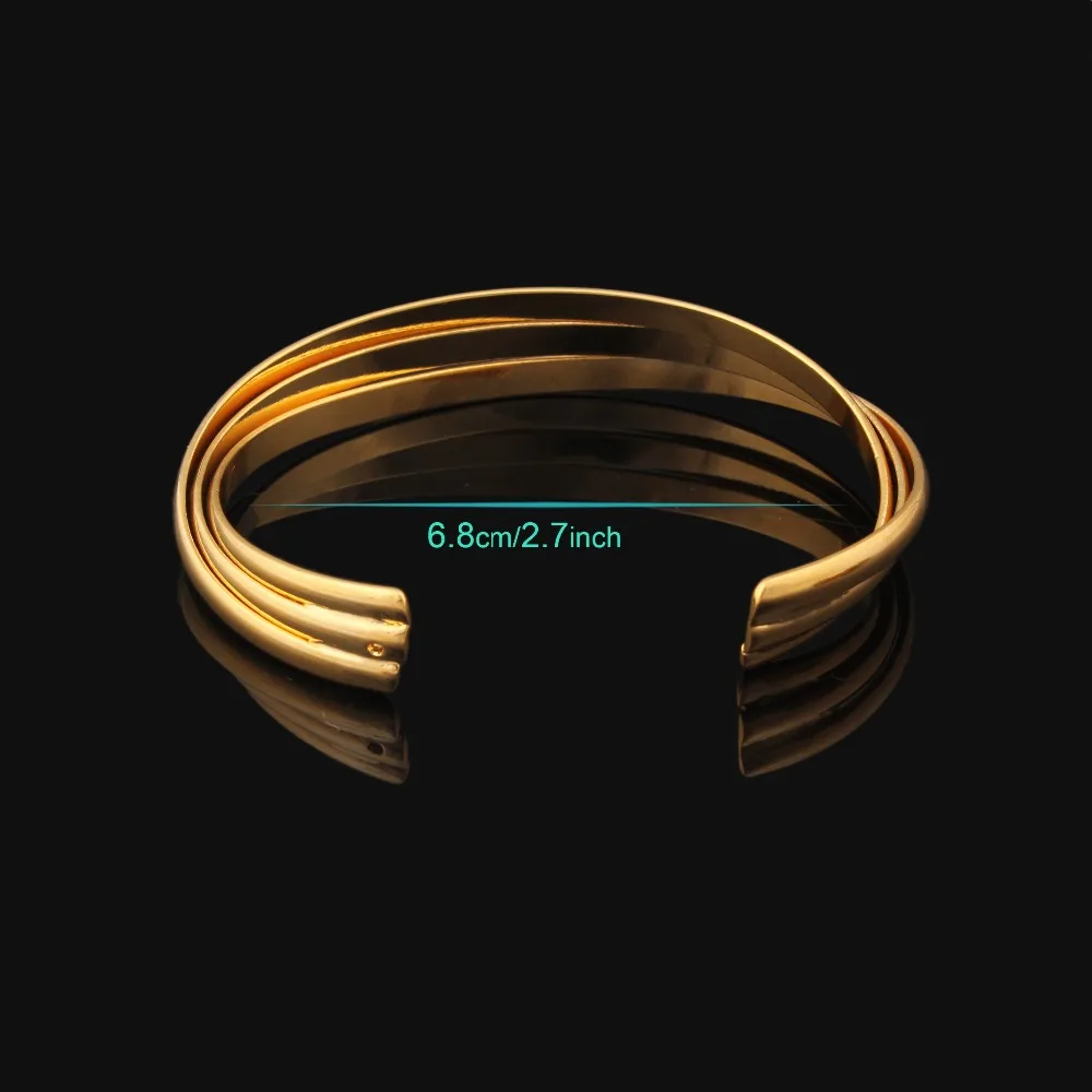 Классические круглые браслеты для мужчин и женщин медные золотого цвета