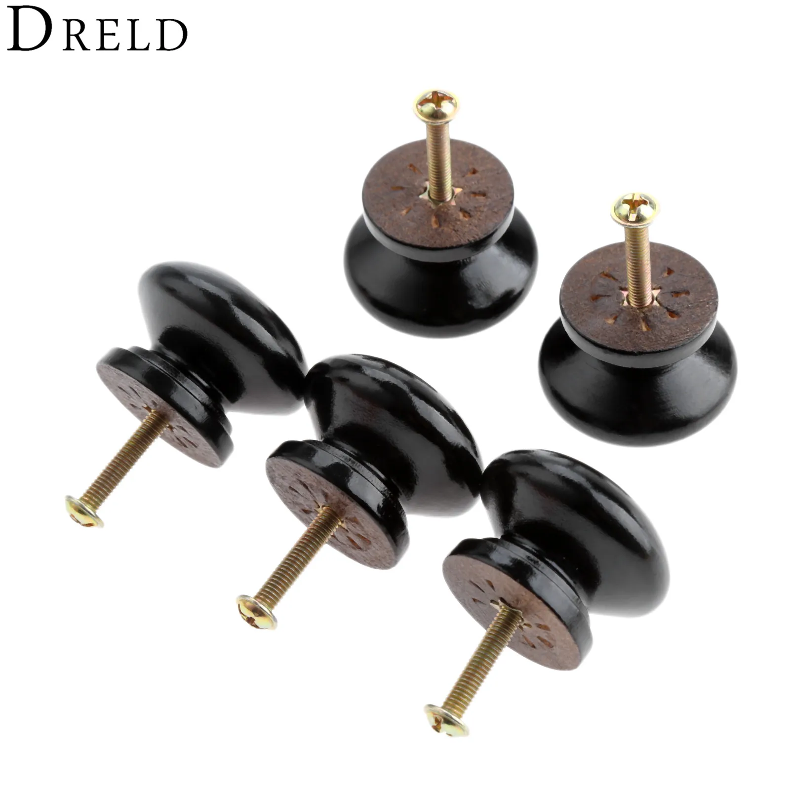 DRELD 5 шт Черный деревянные мебельные ручки мебельная фурнитура и шкафа Кухня Ящик