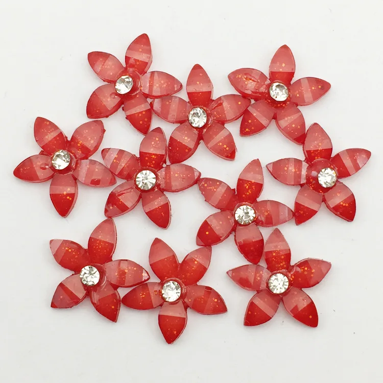 SZ0305red TPSMOC 100 шт 12 мм Милая смола цветок со стразами flatback кабошон для DIY свадьбы, скрапбукинга, Бусины ремесла - Цвет: SZ0305red